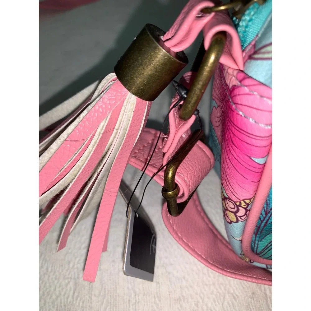 Disney Loungefly Ariel Little Mermaid Hibiscus Floral Crossbody Bag Pink Blue